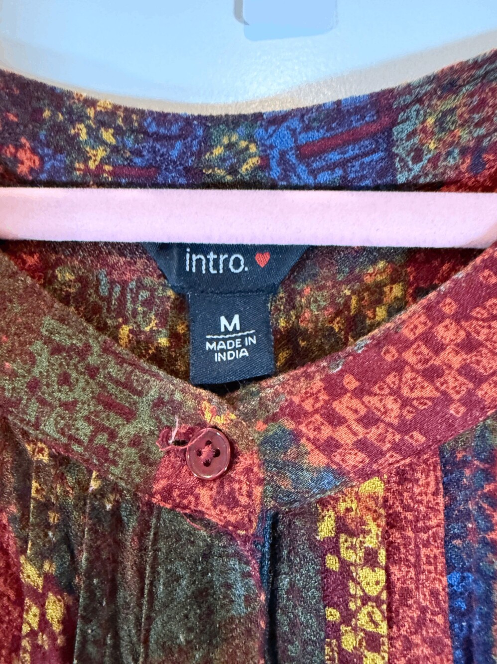Intro Colorful Patchwork Button-Up Blouse Size M - Picture 3 of 5